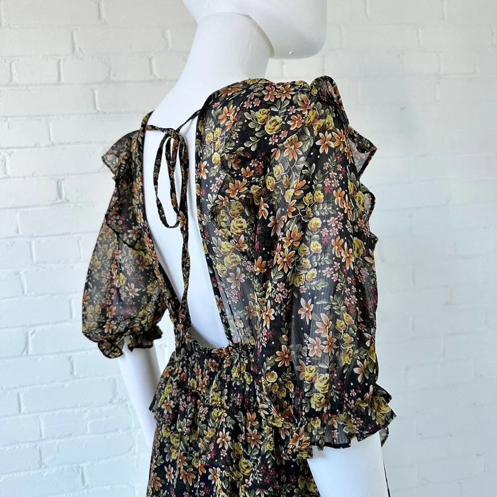 Topshop Floral Ruffle Mini Dress - Picture 5 of 7